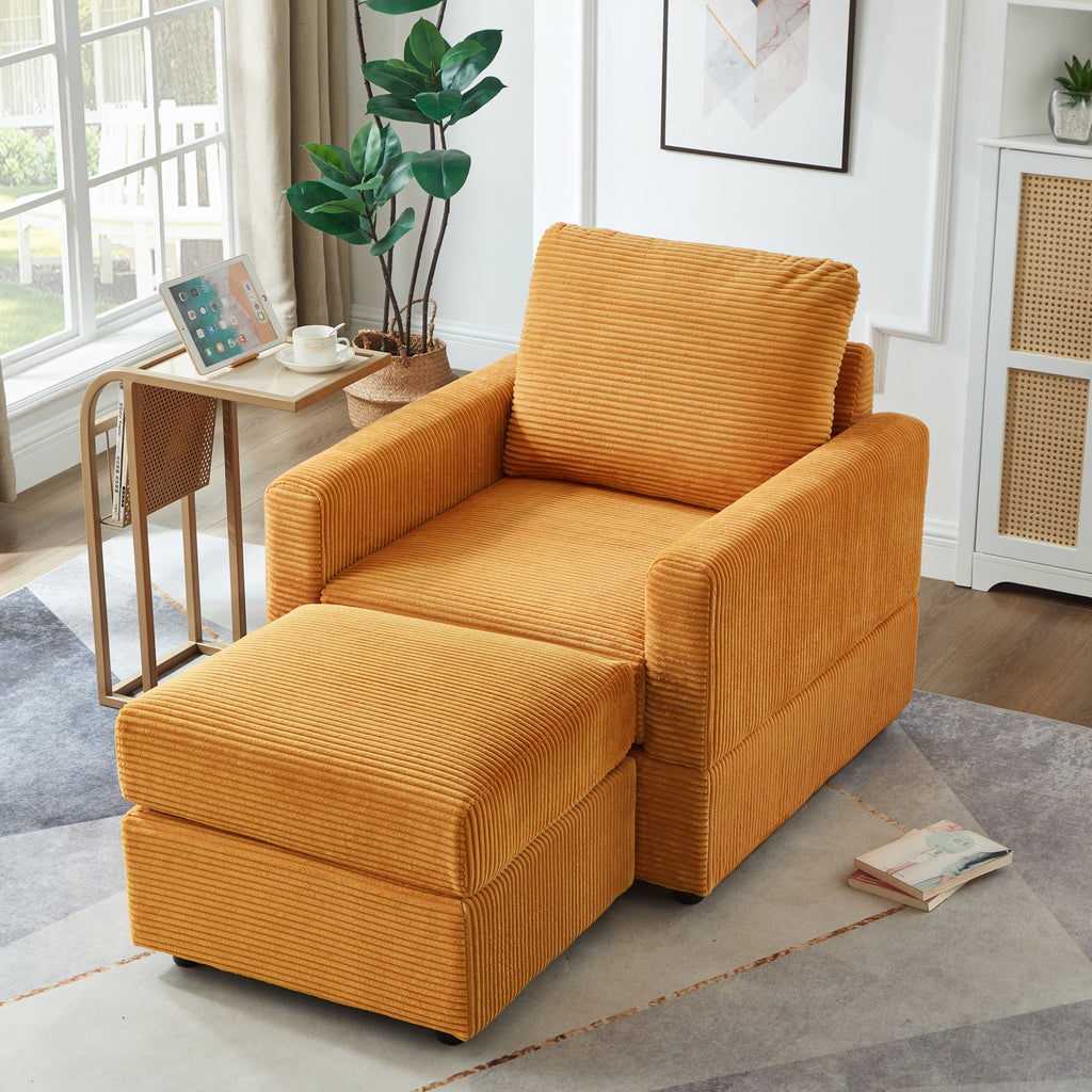 Classic Corduroy Chaise Lounge, Comfy Sofa Chaise Couch Chair