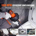 12V Electric Drain Auger - Cordless Plumbing Snake