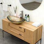 Artistic Tempered Glass Elegant Gold-Foil Glass Vessel Sink