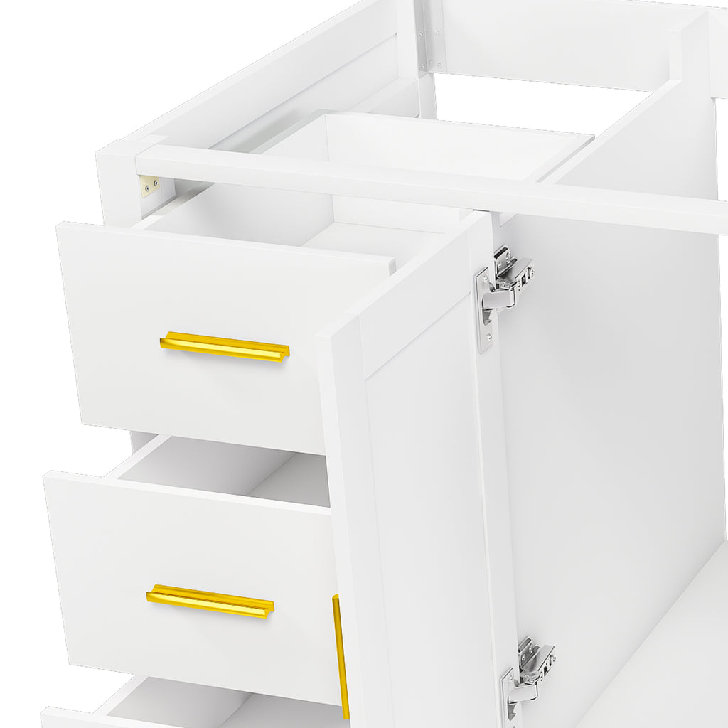 48" Bathroom Vanity Base Cabinet with Soft-Close Double Doors & 9 Smooth Drawers