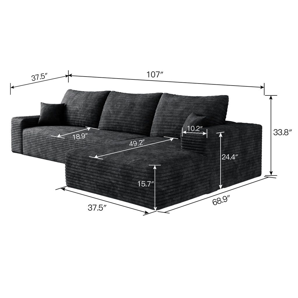 107" Cloud Sectional Couch with L-Shape Chaise