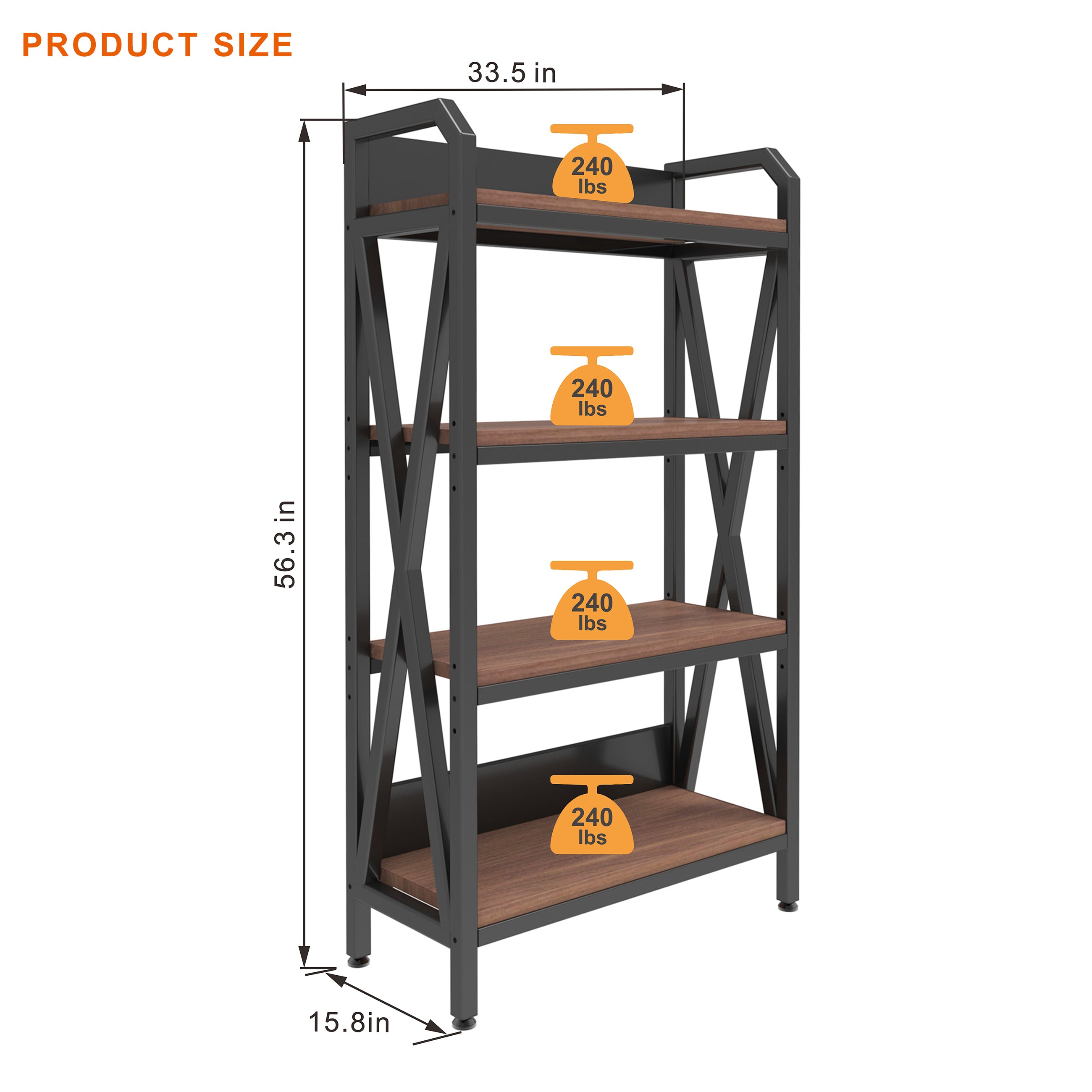 56.30'' Bakers Rack 4-Level Storage Shelves