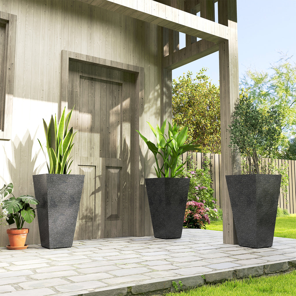 Outsunny 28" Tall Planters - Set of 3 Plastic Flower Pots