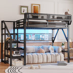 Full Size Loft Bed with Charging Station