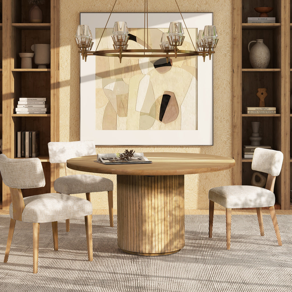 Louise Split Back Upholstered Dining Side Chair, Set of 2, Travertine