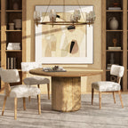 Louise Split Back Upholstered Dining Side Chair, Set of 2, Travertine
