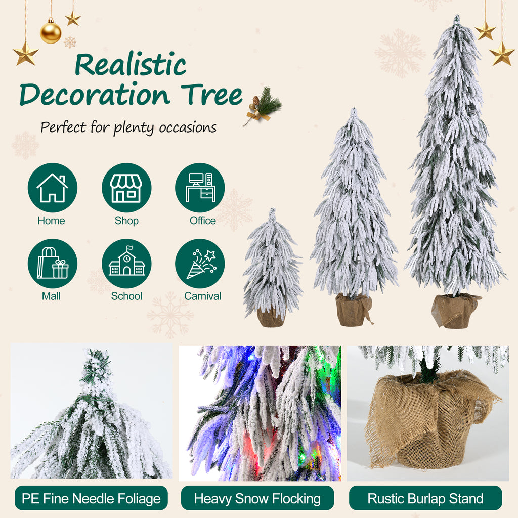 Pre-Lit Flocked Christmas Tree Set of 3