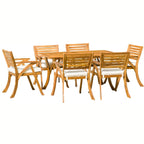 Outdoor Hermosa 7 Piece Wood Dining Set with Cushions
