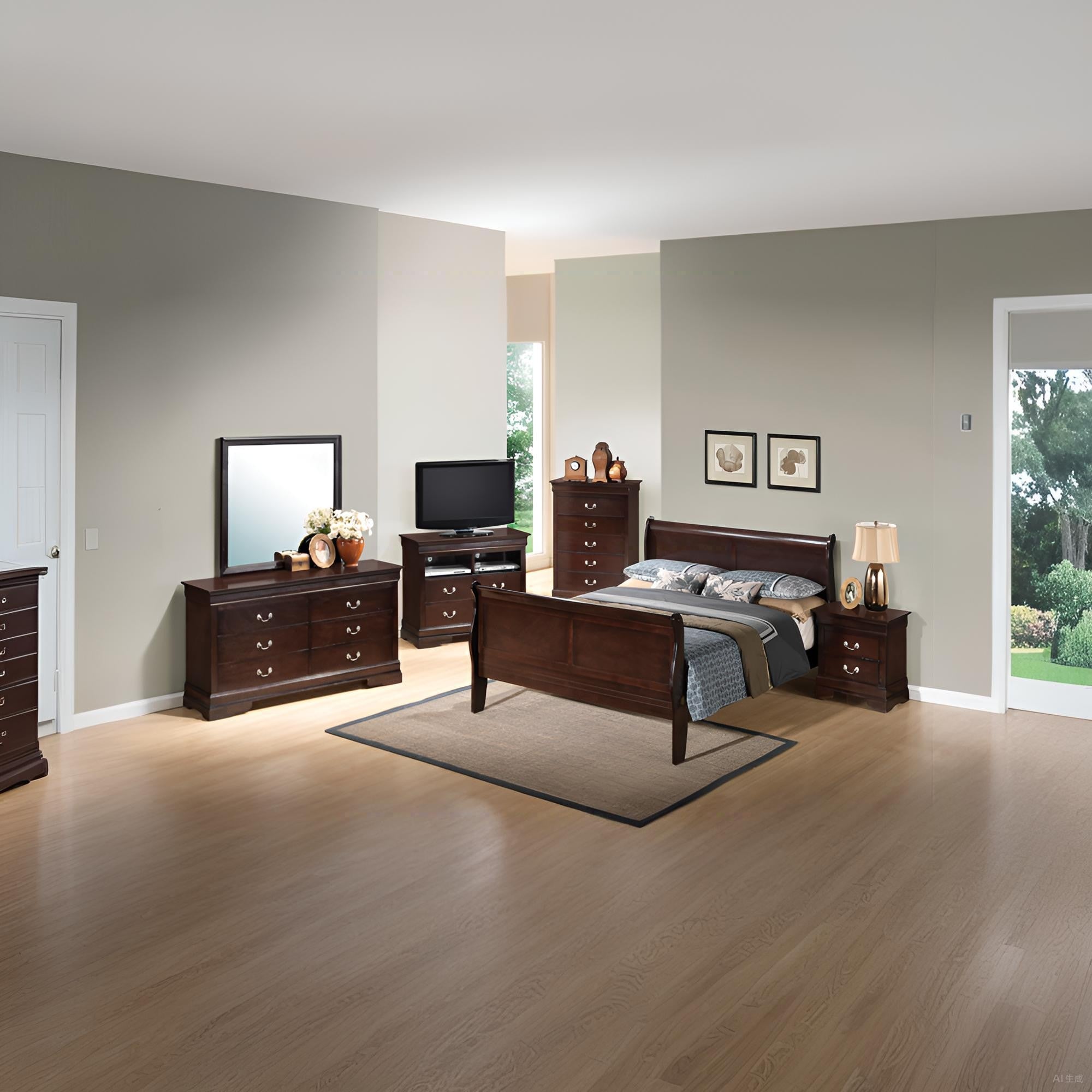 Louis Phillipe G3125A-QB Queen Bed, Cappuccino