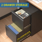 2 Drawer Metal Mobile File Cabinet, Rolling File Cabinet with Lock
