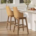 Bahama 30" Cane Rattan High-Back Swivel Bar Stool