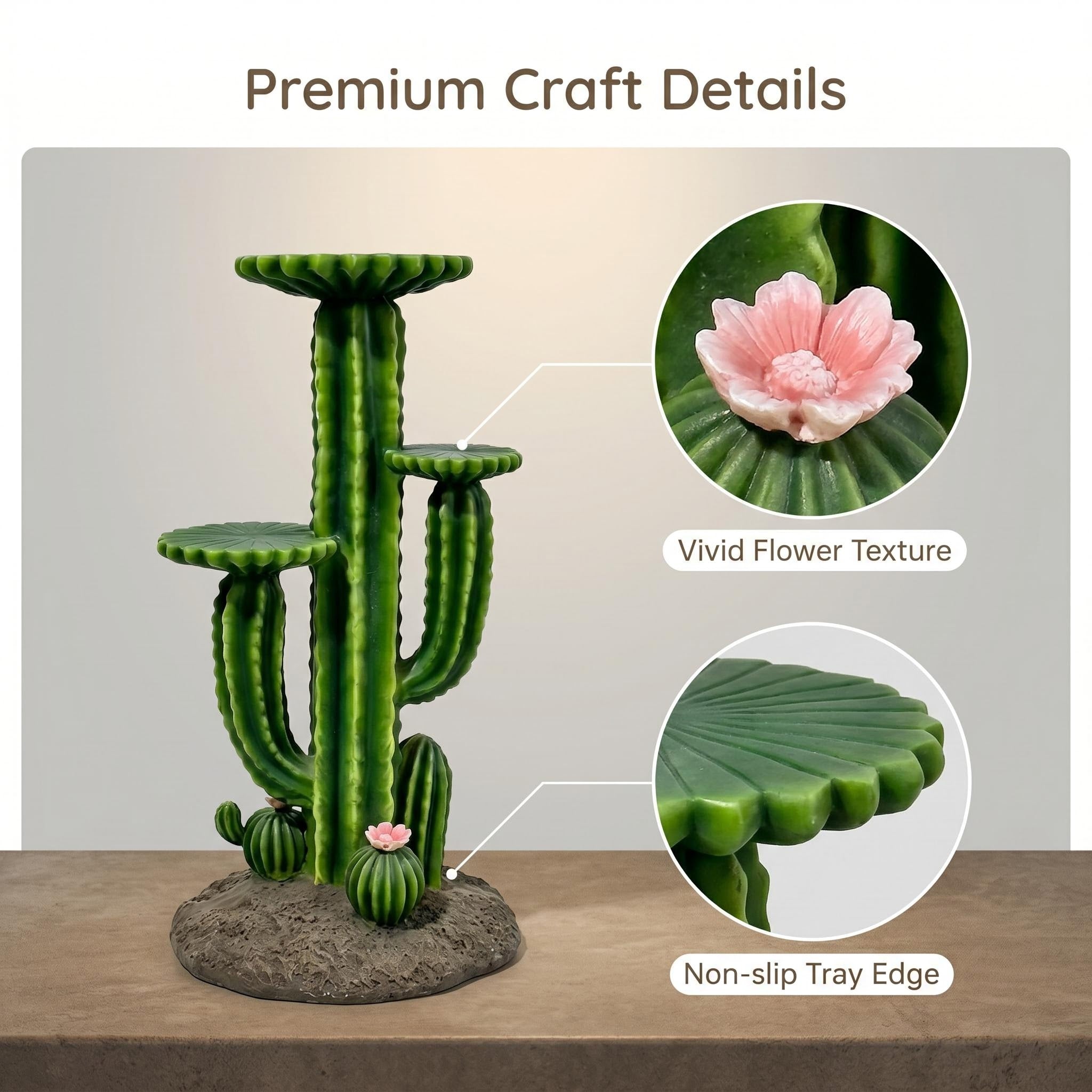 32" Resin Saguaro Cactus Plant Stand with 3 Display Shelves