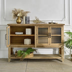 59.06" Rectangle Accent Glass Door Wooden Sideboard Cabinet