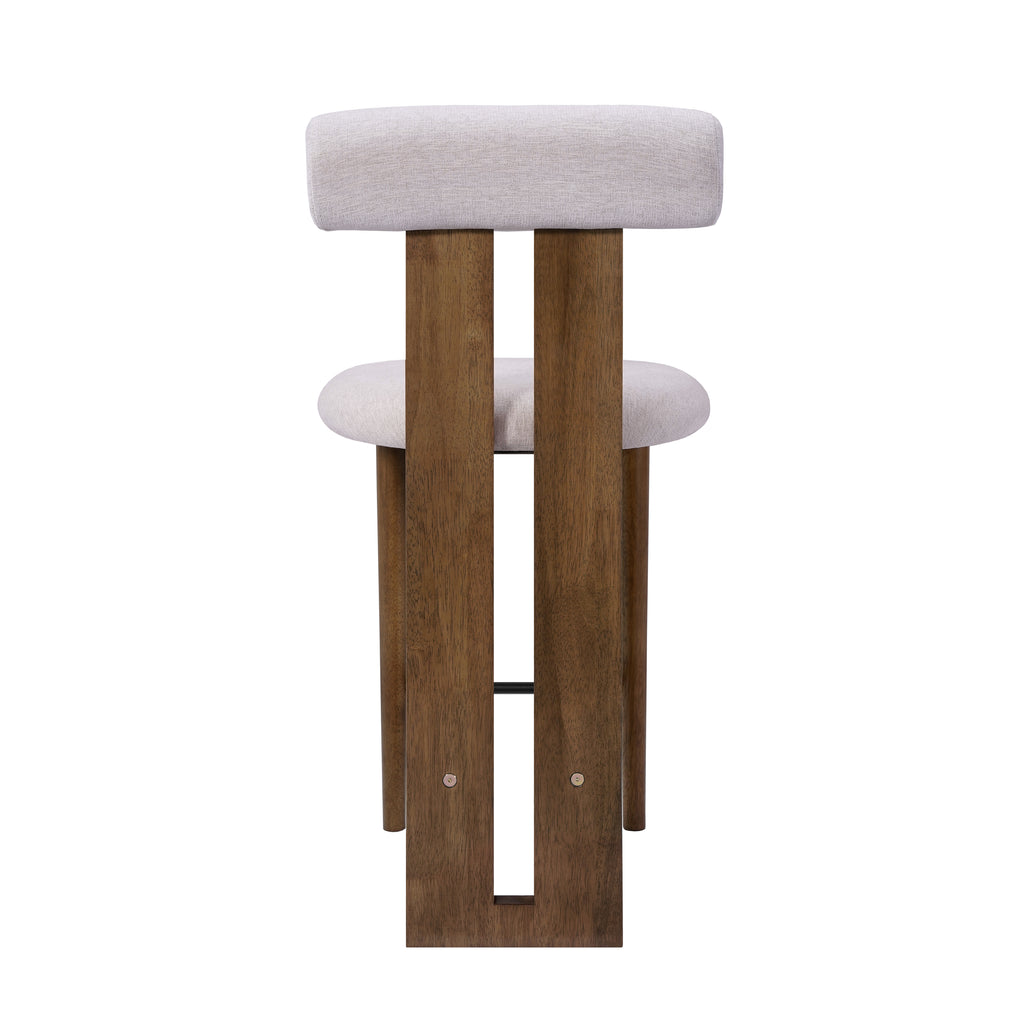 Renee Indoor Modern Split-Back Rubber Wood Counter Stool