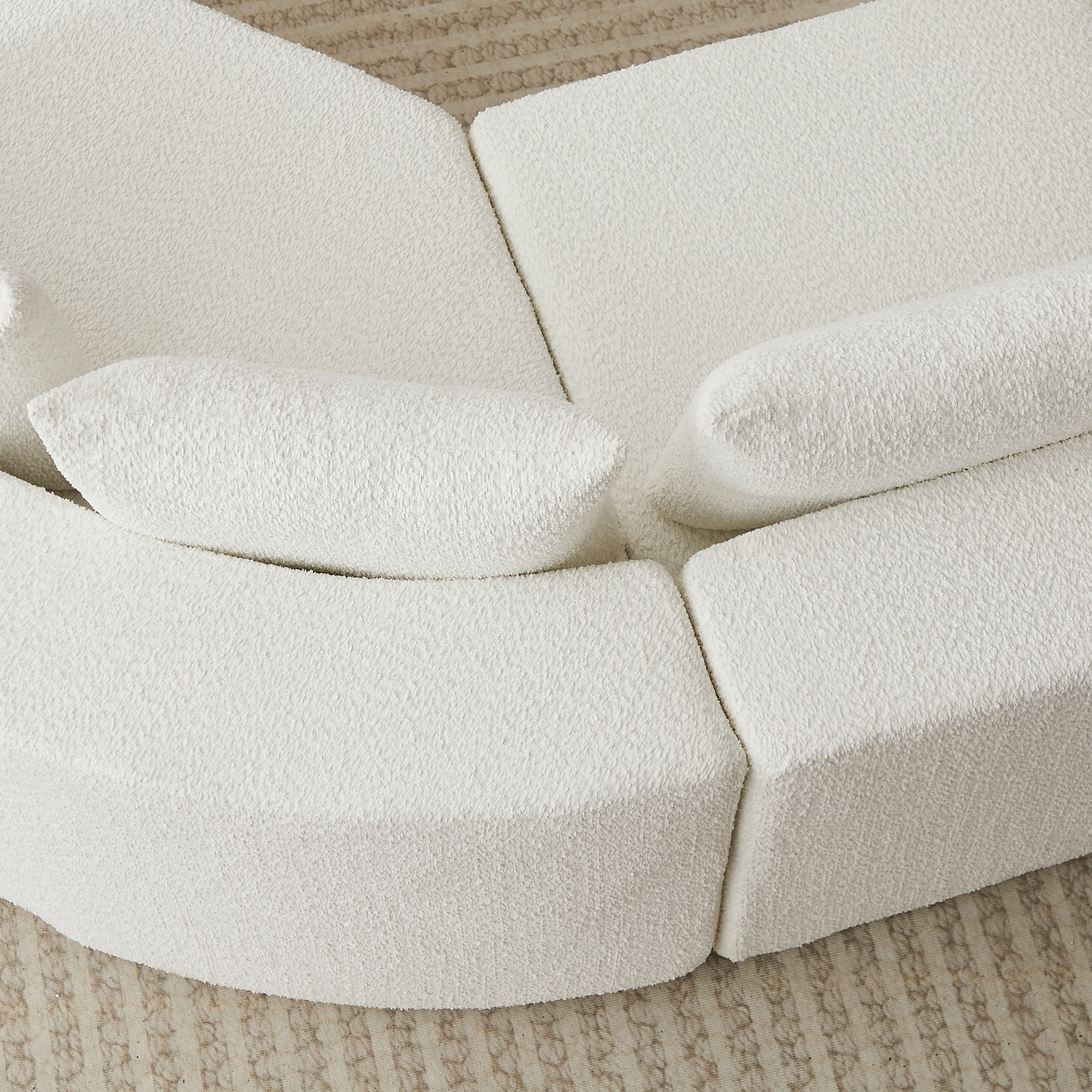 106.3-Inch V-Shaped Modular Sofa Set in Chenille Fabric