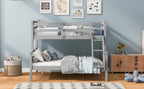 Twin Over Full Bunk Bed with Ladder, Safety Guardrail