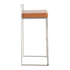 Contemporary Stackable Barstool with Camel Faux Leather - Set of 2