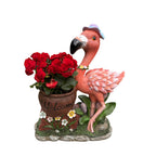 Outdoor Garden Sculpture: Flamingo Flower Pot Planter