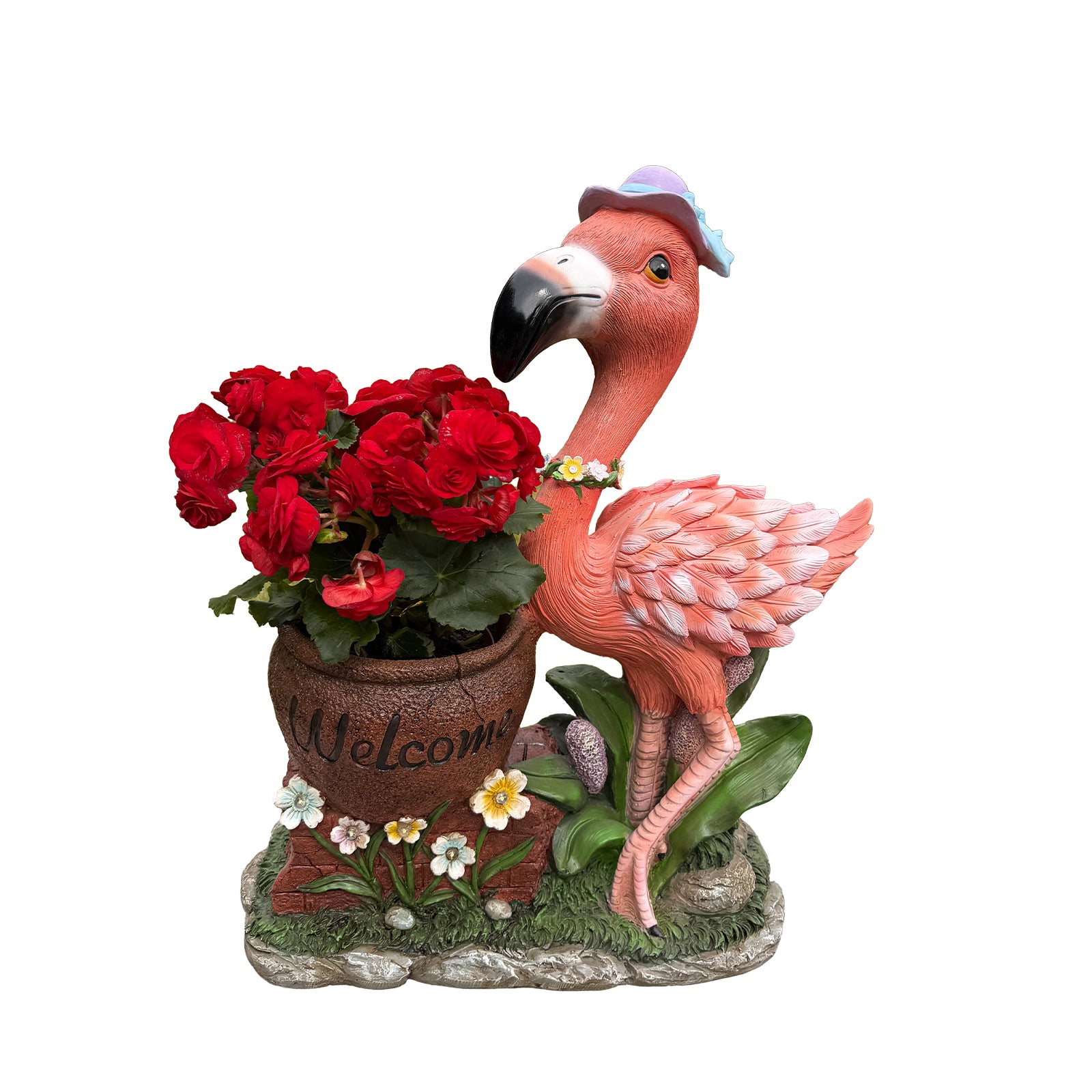Outdoor Garden Sculpture: Flamingo Flower Pot Planter