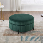 Upholstered Round Ottoman With Reversible Lid