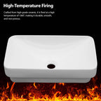 19"x12" White Semi-Recessed Ceramic Bathroom Sink