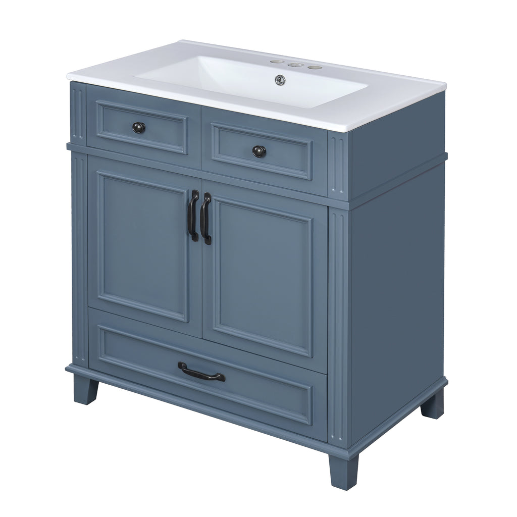 30'' Bathroom Vanity with Ceramic Sink and Soft Closing Doors