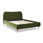 Roman Curved Headboard Upholstered Platform Bed, Queen, Olive