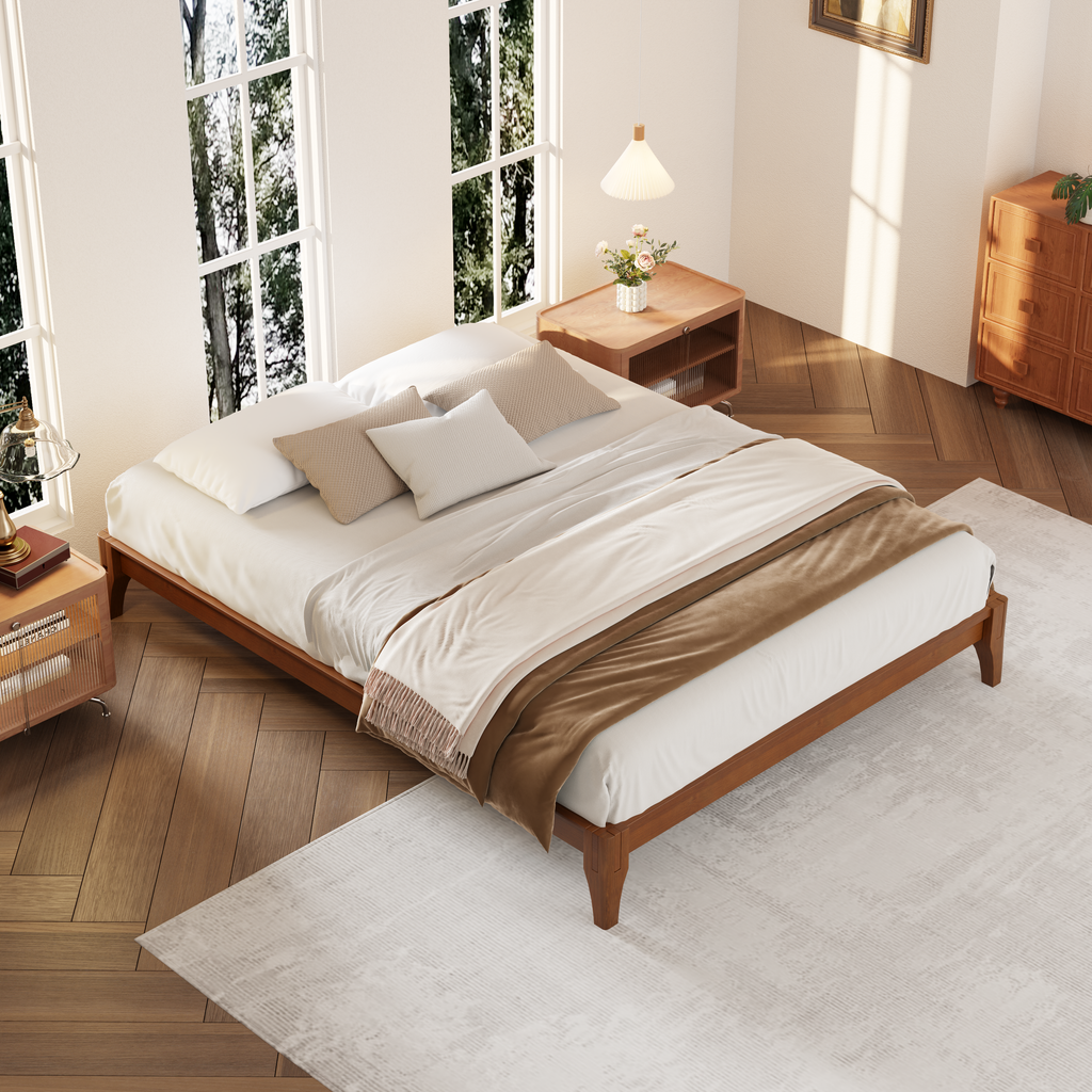 12 Inch Full Size Solid Dry Bamboo Wood Platform Bed Frame