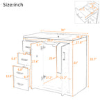 36'' Bathroom Vanity with Ceramic Sink Combo, Solid Wood Frame