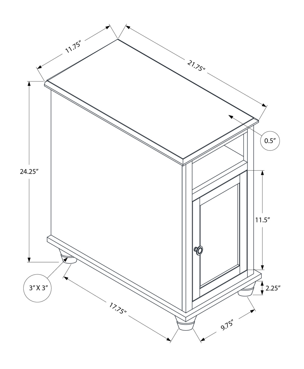 Accent Table - Versatile Side Table for Bedroom and Living Room