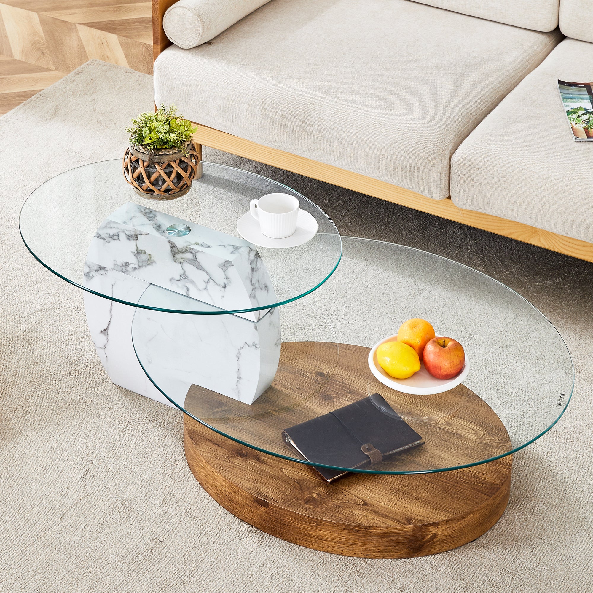 Contemporary Artistic Double Layer Coffee Table