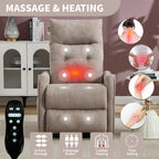 Khaki Chenille Power Lift Recliner Chair with Massage and Heat
