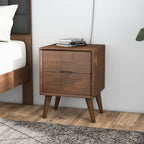 Alexandra Mid-Century Modern Night Stand with 2 Drawers