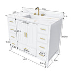 42" Modern Solid Wood Bathroom Vanity with Sink, 43" Carrara