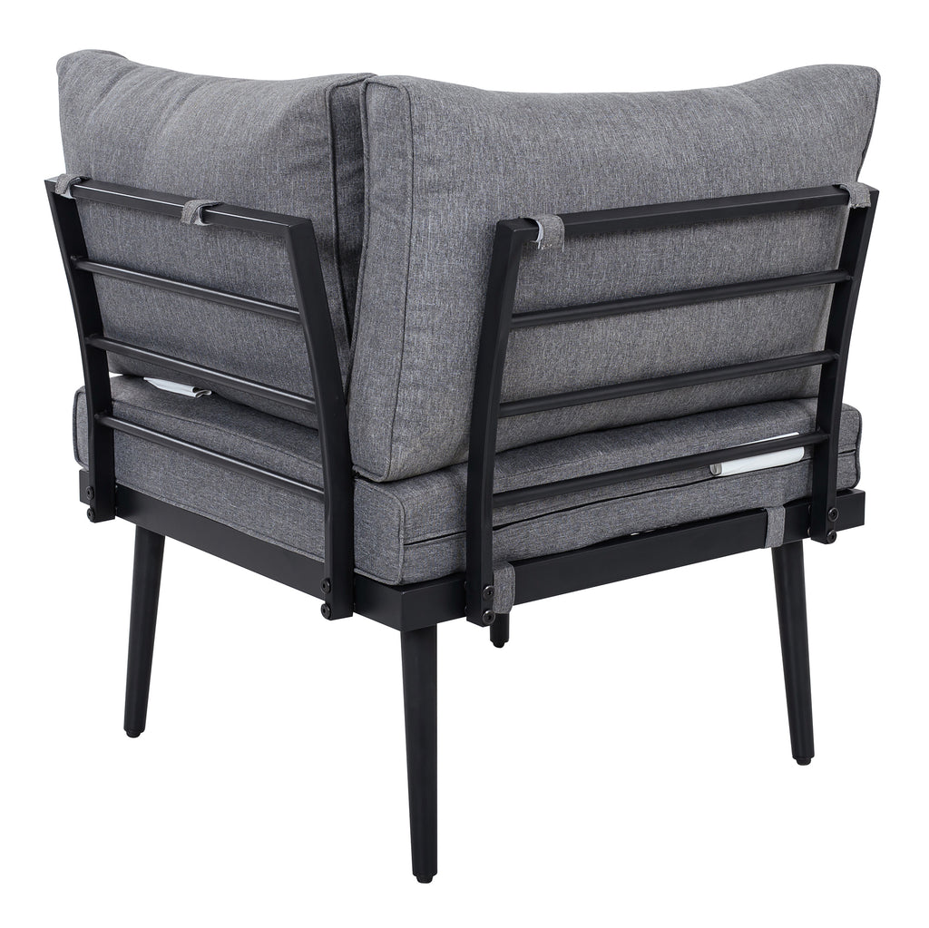 TREXM 6-Piece Outdoor Sectional Sofa Set with Round Nesting Tables