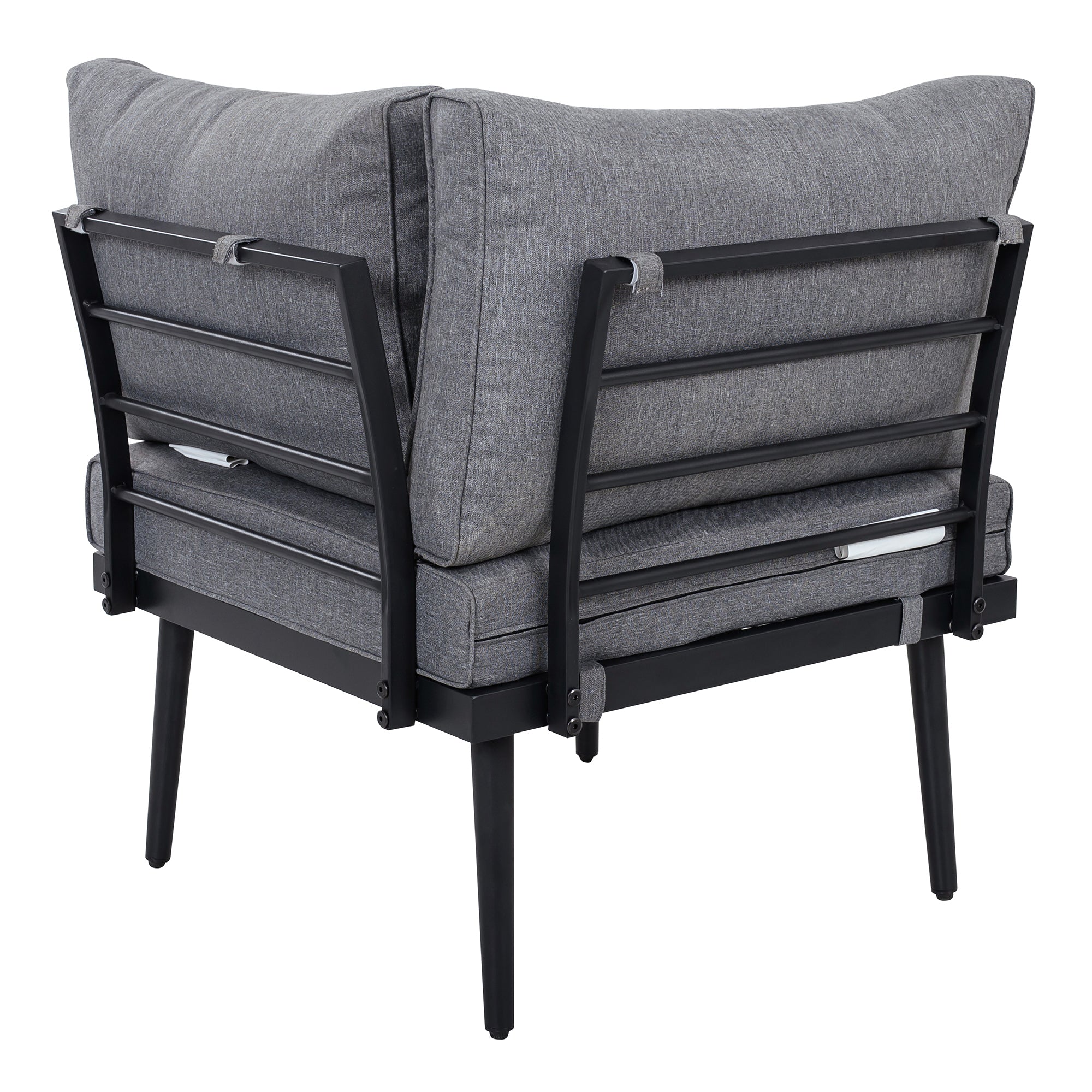 TREXM 6-Piece Outdoor Sectional Sofa Set with Round Nesting Tables