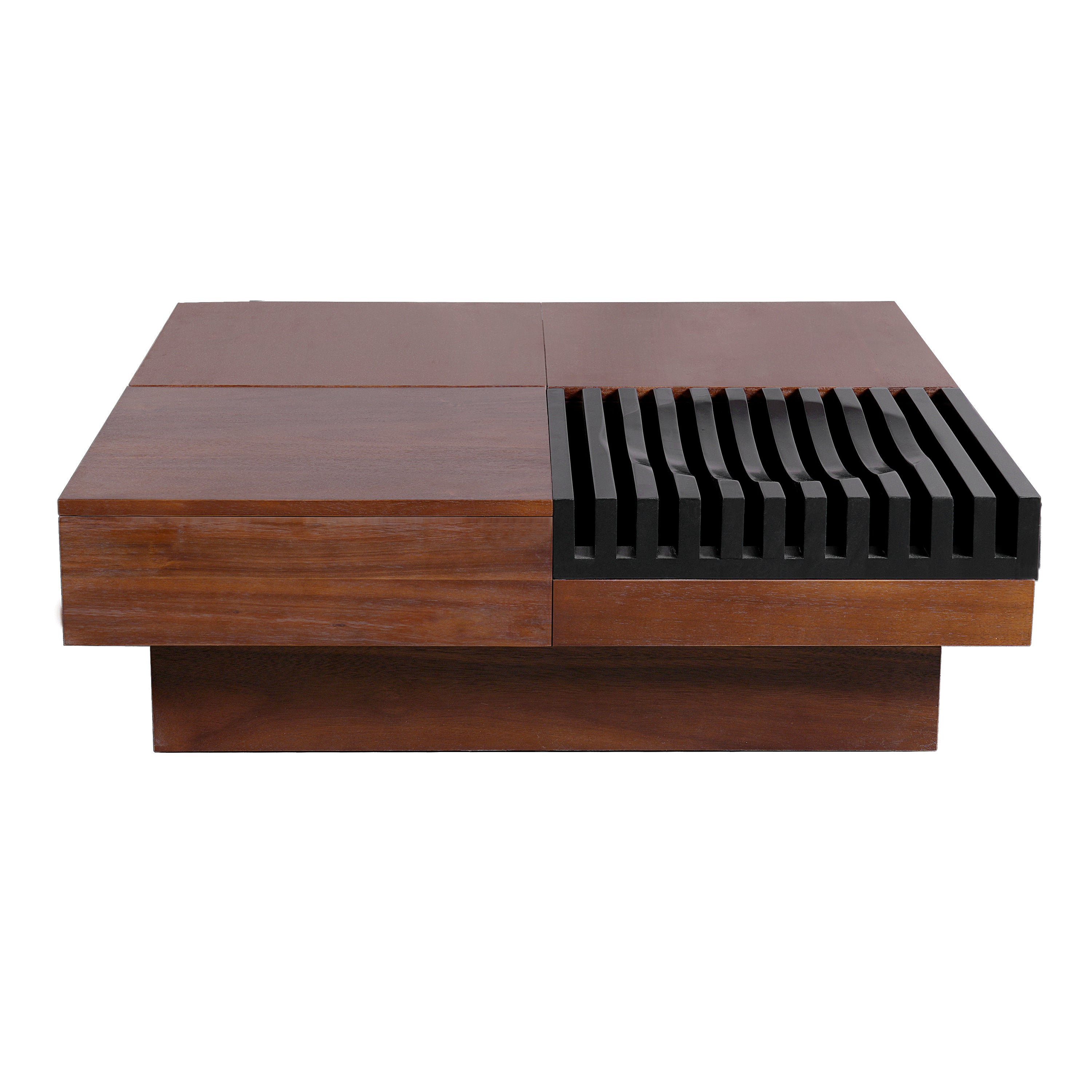 Italian Retro - Inspired Acacia Wood Storage Coffee Table
