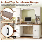 On-Trend Farmhouse Arched Computer Desk with Hutch