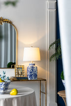 Elegant Table Lamp with Blue Decorative Patterns