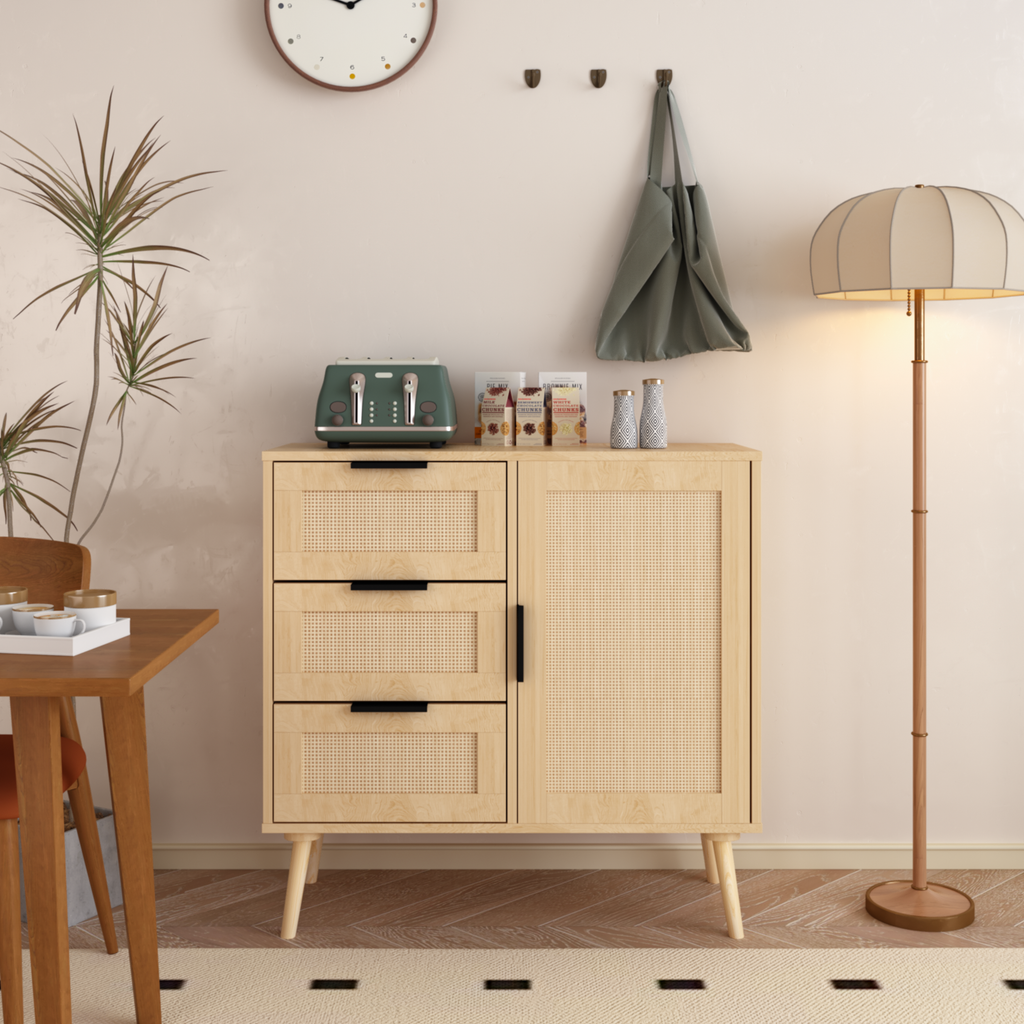 Modern Rattan Wood Dresser