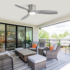 52 Inch Flush Mount Ceiling Fan with Dimmable LED Light