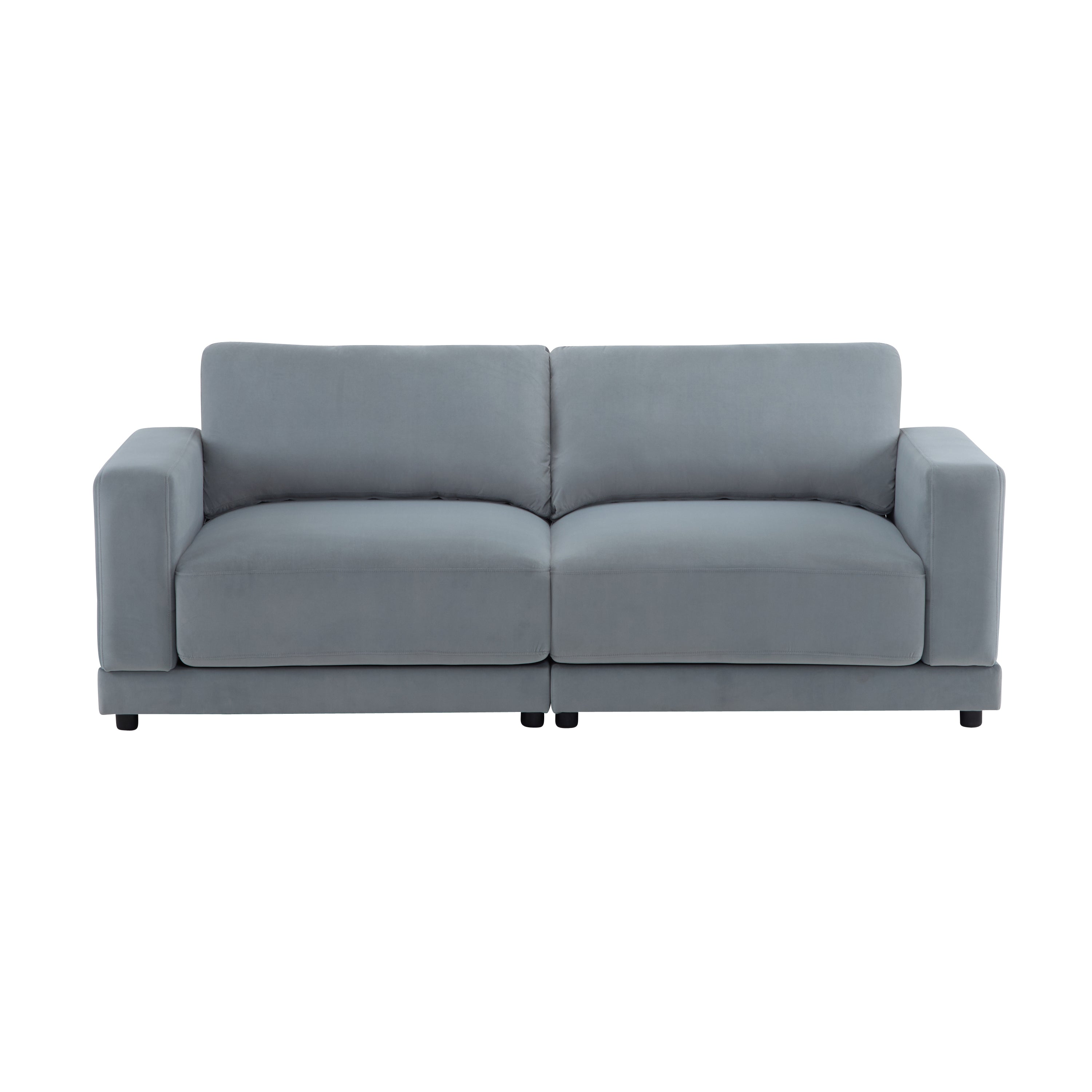 81'' Modern Square Arm Sofa with Soft Velvet Upholstery