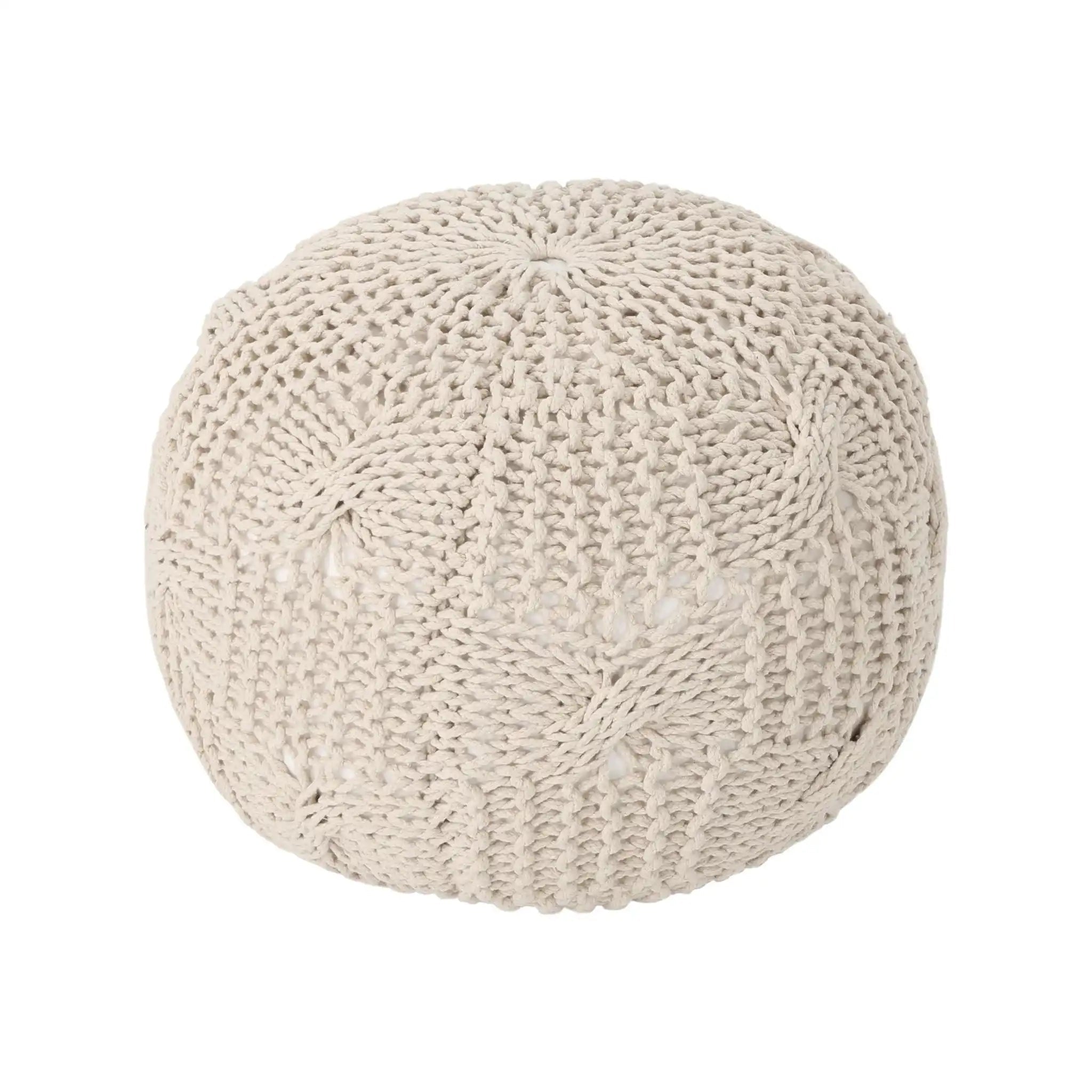 Bordeaux Knitted Cotton Round Pouf