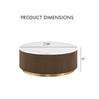 Brown Round Cocktail Table with Genuine Marble Top