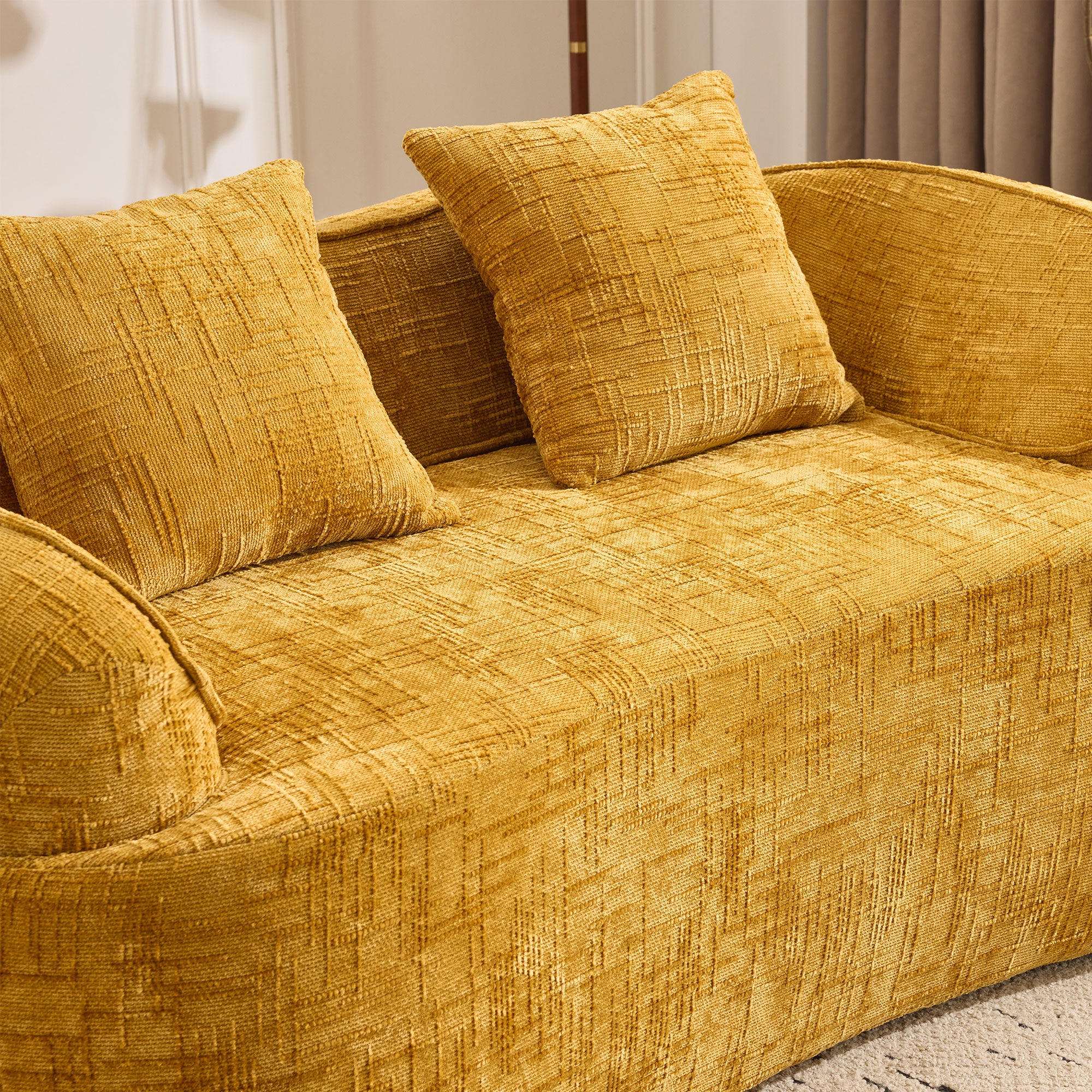 Yellow Curved Two-Person Compress Sofa