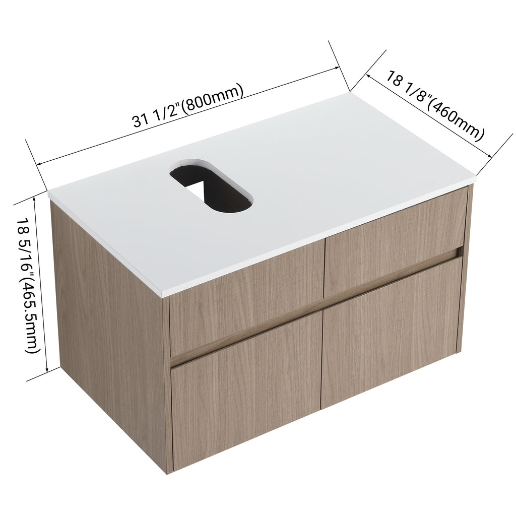 32 Inch Wall-Mounted Bathroom Vanity