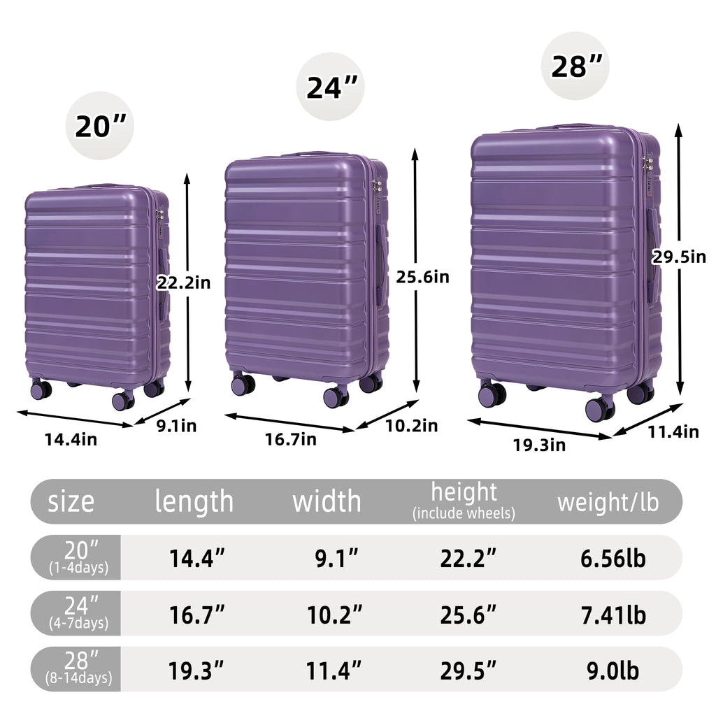 HIFINE TOURIST 20"/24"/28" 3-Piece Luggage Set