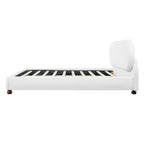 Cream-Colored Boucle Upholstered Bed with Rubber Wood Foot - King