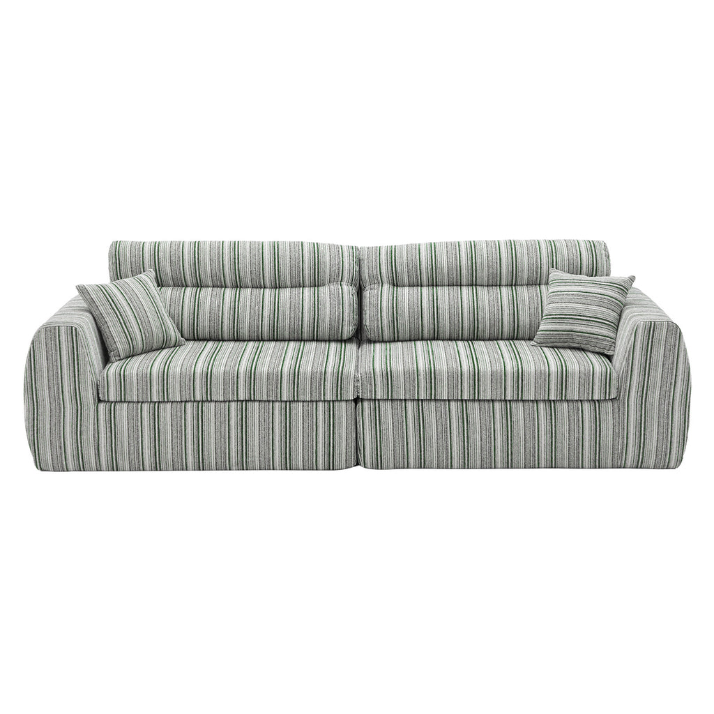 Woven Chenille Striped Compression Sofa - Straight Row Compact Couch
