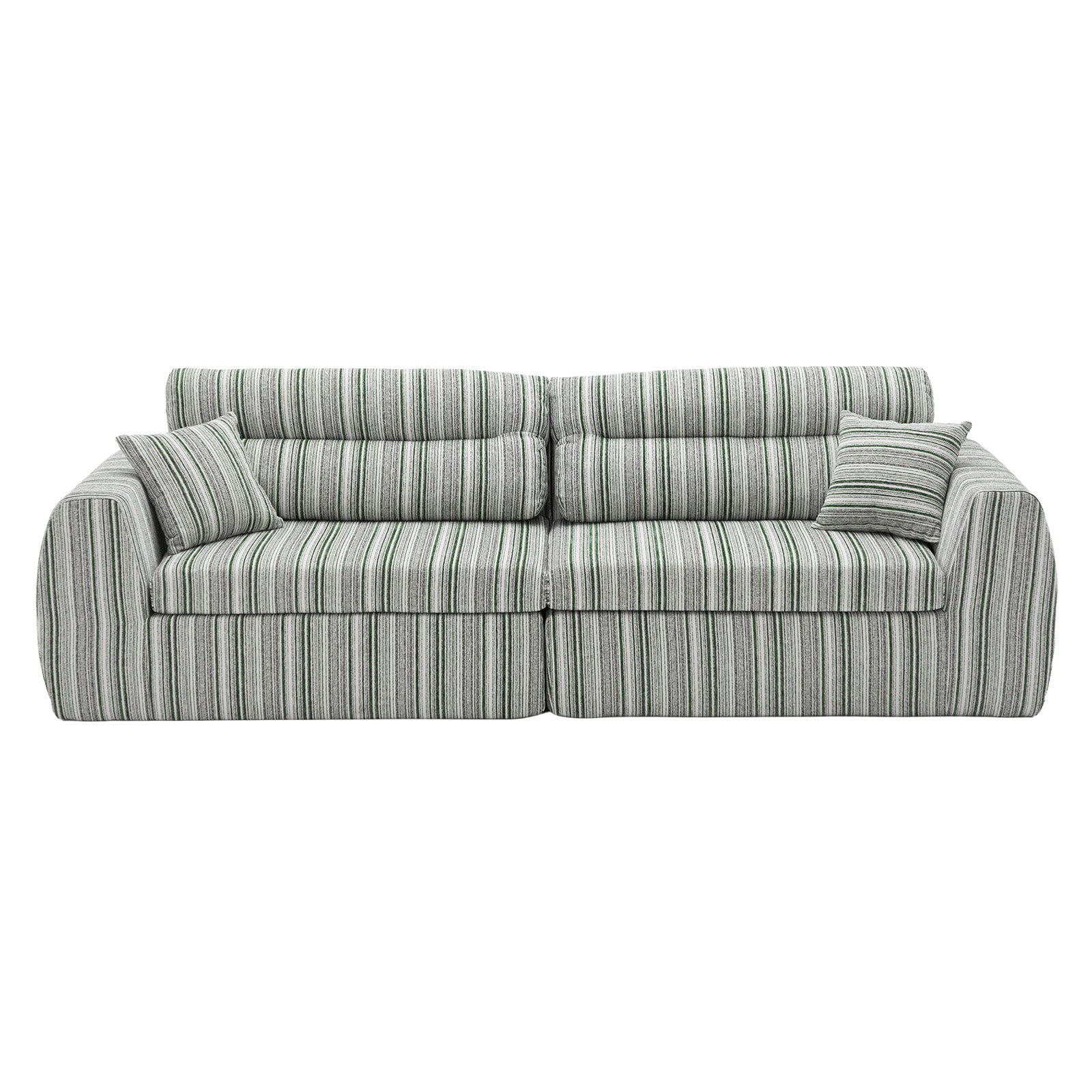 Woven Chenille Striped Compression Sofa - Straight Row Compact Couch